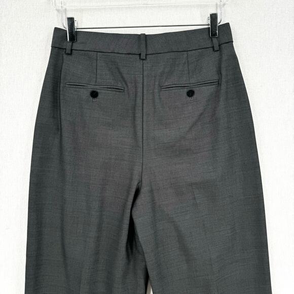 THEORY Pleat Trouser Womens 8 Gray Smooth Suiting Straight Leg High Rise Career - Picture 8 of 16